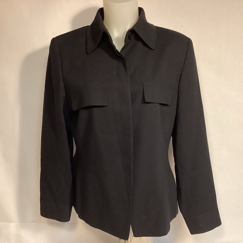 Ellen Tracy Linda Allard Womens Black Blazer Wool jacket size 8